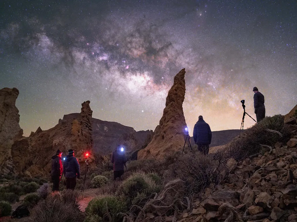 Night sky and Milky Way over Mount Teide National Park, Tenerife